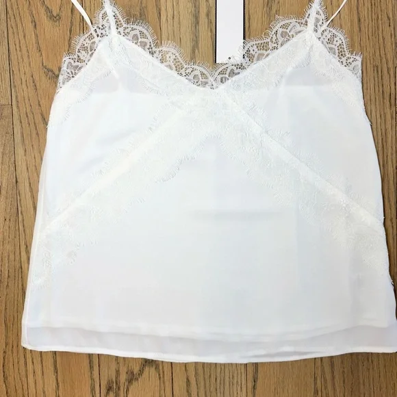 NWT LUSH Women’s White Lace Trim Cami Top Size Small - Picture 5 of 12
